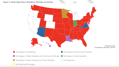 States Reporting a Workforce Shortage, by Setting